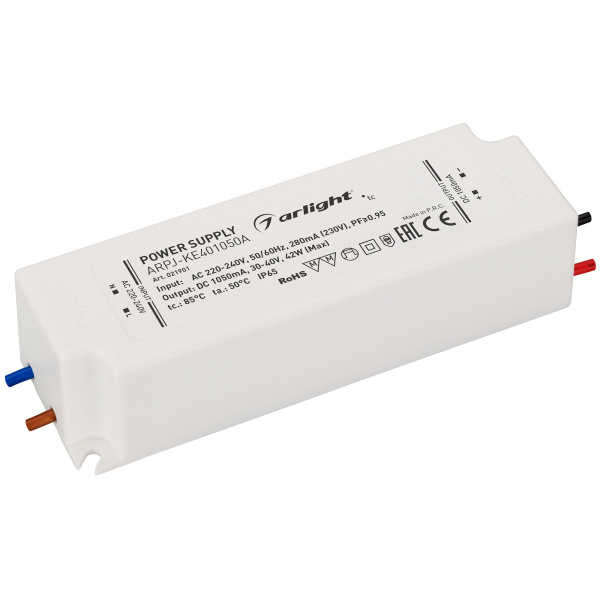 Arlight Блок питания ARPJ-KE401050A (42W, 1050mA, PFC) (IP65 Пластик, 5 лет) 021901 Arlight Блок питания ARPJ-KE401050A (42W, 1050mA, PFC) (IP65 Пластик, 5 лет) 021901