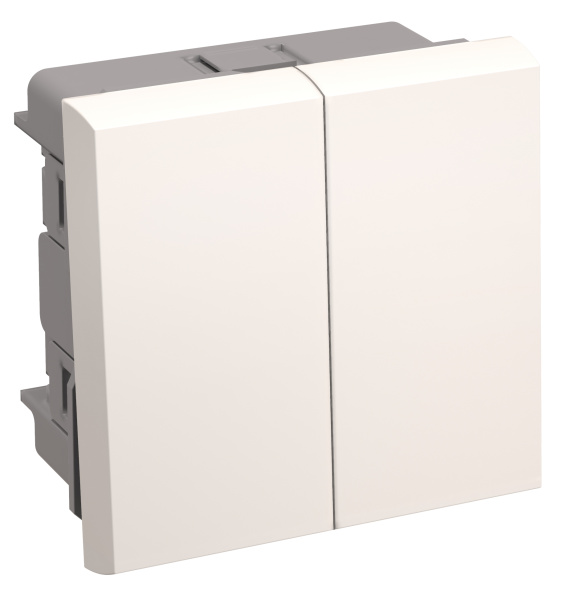 IEK PRIMER Выключатель проходной (переключатель) двухклавишный на 2 модуля. ВК4-22-00-П