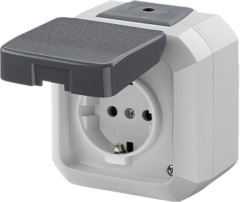 ABB Variant+ Серый Розетка с/з 16А с защитной крышкой, IP54 2CHN183510C4517