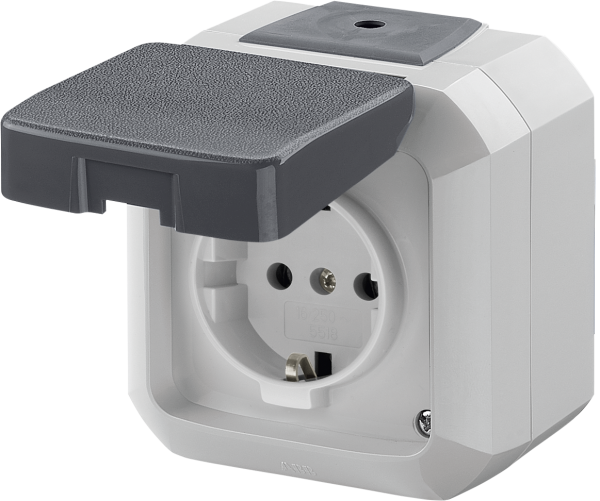 ABB Variant+ Серый Розетка с/з 16А с защитной крышкой, IP54 2CHN183510C4517