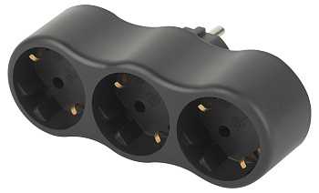 ЭРА Разветвитель электрический ЭРА SPx-3e-B на 3 розетки с заземлением 16А черный