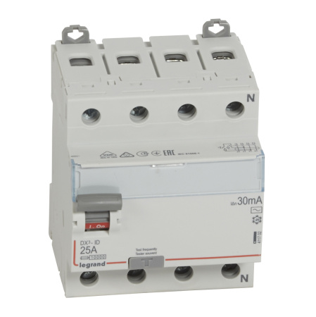 Legrand DX3 УЗО 4P 25А AC 30мА N справа 411702
