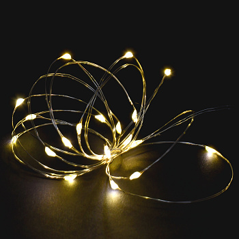 IEK Гирлянда роса 2м 20WW IP20 прозрачный шнур 0,3м 2AA