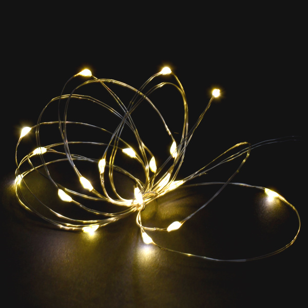 IEK Гирлянда роса 2м 20WW IP20 прозрачный шнур 0,3м 2AA