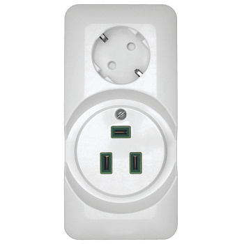 Systeme Electric Wessen Прима наруж Бел Розетка 2-ая для электроплит 32А+силовая 16А (в сборе)(опт.упак.)