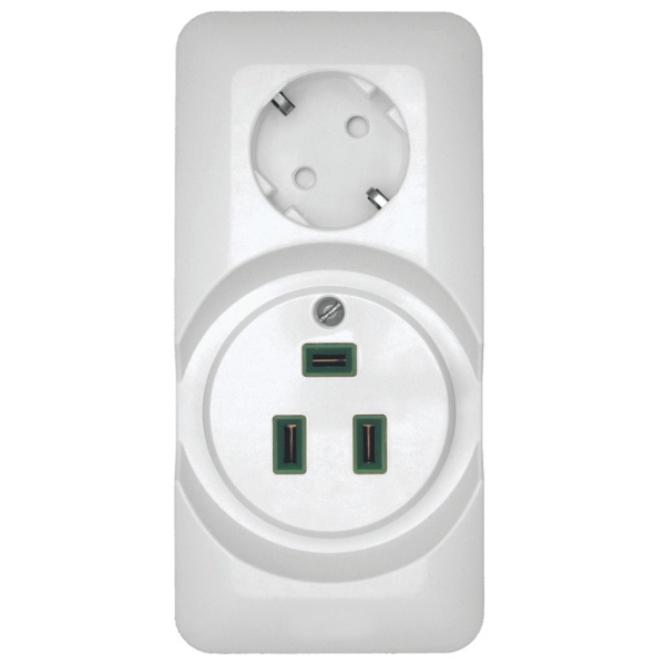 Systeme Electric Wessen Прима наруж Бел Розетка 2-ая для электроплит 32А+силовая 16А (в сборе)(опт.упак.)