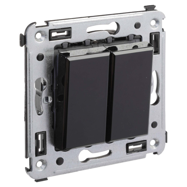 Купить DKC Переключатель двухклавишный в стену, "Avanti", "Черный квадрат"