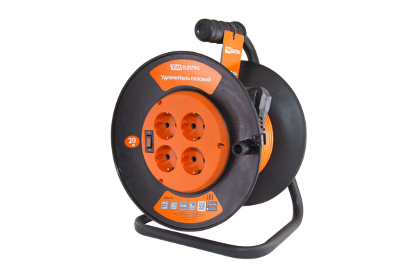 TDM Удлинитель силовой УК6-004 (4 места/20м ПВС 2х0,75) SQ1301-0560