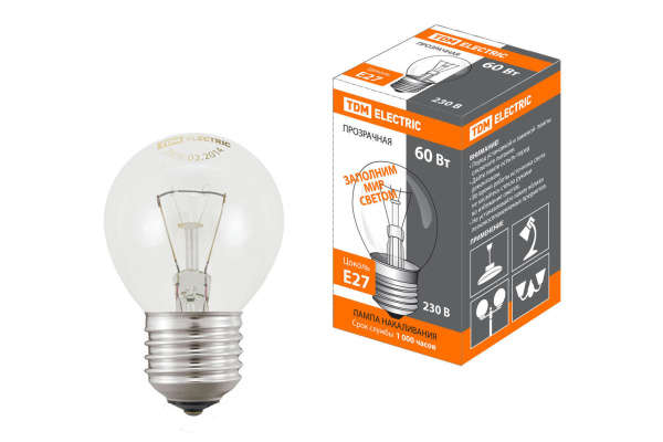TDM Лампа накаливания "Шар прозрачный" 60 Вт-230 В-Е27 SQ0332-0004