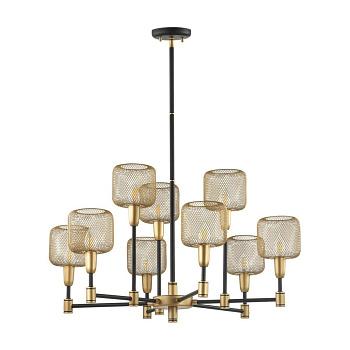 Odeon Light 4975/9 LOFT ODL22 475 черный/мат.золотой/металл.сетка Люстра E14 9*40W LECOLA