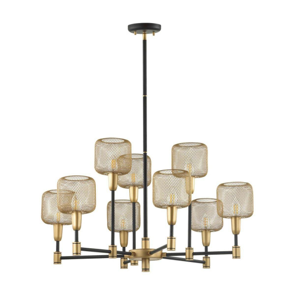 Odeon Light 4975/9 LOFT ODL22 475 черный/мат.золотой/металл.сетка Люстра E14 9*40W LECOLA