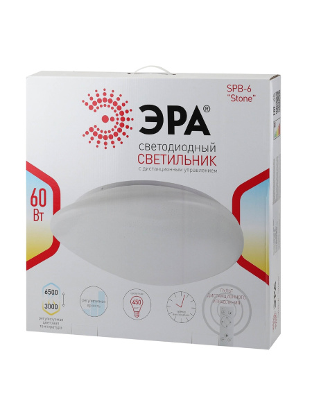 ЭРА SPB-6 "Stone" 60 Светодиодный светильник 60Вт 3000-6500К 4800 Лм с пультом ДУ 560x510x107 мм