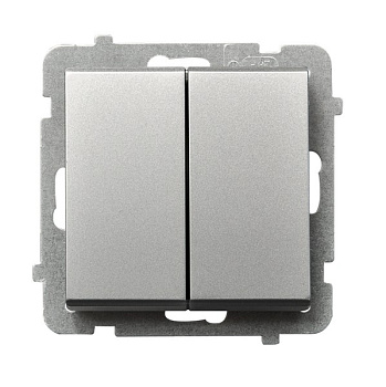 Ospel Sonata Серебро матовое Выключатель 2-клавишный, без рамки ŁP-2R/m/38
