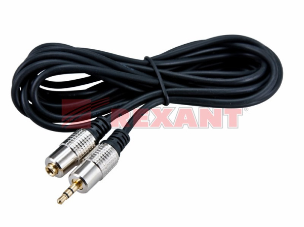 Купить Шнур 3.5 Stereo шт - 3.5 Stereo гн 1.5М (GOLD) - металл Rexant 17-4023