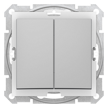 SE Sedna Алюминий Выключатель 2-клавишный 10А, IP44 (сх.5) SDN0300460