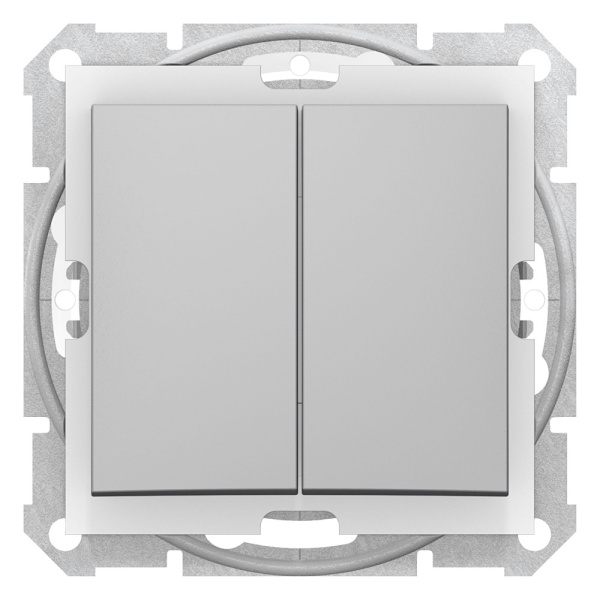 SE Sedna Алюминий Выключатель 2-клавишный 10А, IP44 (сх.5) SDN0300460