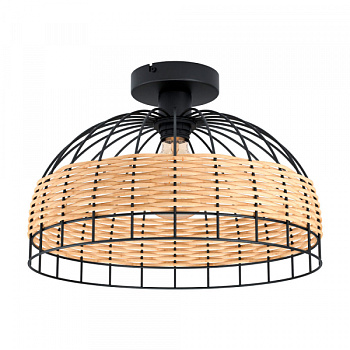 Eglo 43398 Потолочный светильник ANWICK, 1x60W(E27), 380, H265, сталь, черный/ротанг, натуральный