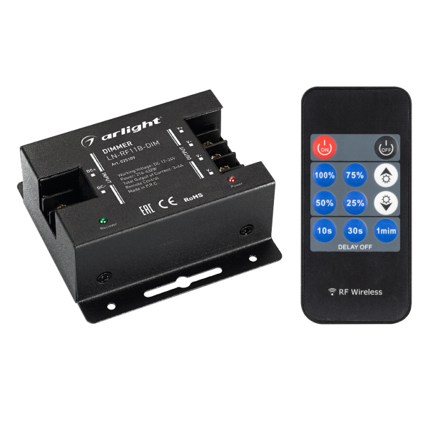 Arlight Диммер LN-RF11B-DIM (12-24V, 3x6A, ПДУ Карта 11 кн) (IP20 Металл, 1 год) 025109