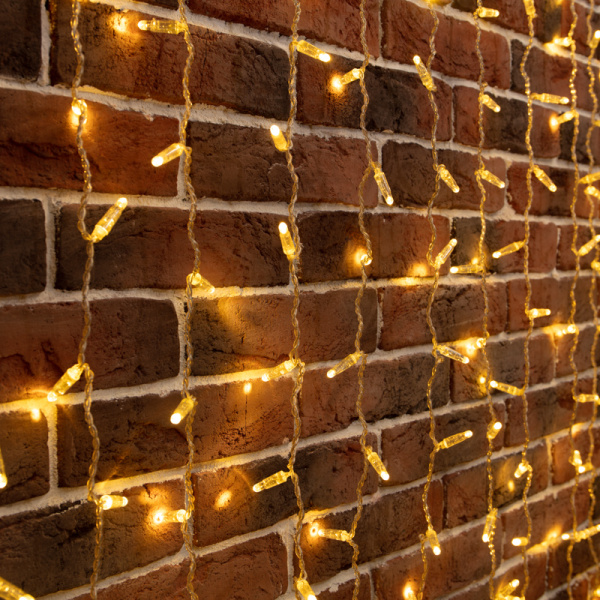 NEON-NIGHT Гирлянда "Светодиодный Дождь" 2х6м, постоянное свечение, прозрачный провод, 230 В, диоды ТЕПЛЫЙ БЕЛЫЙ, 1140 LED ( партия 2020 - 768 LED) 235-176