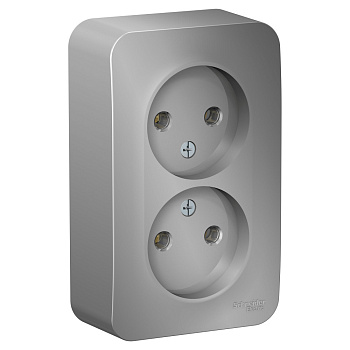Systeme Electric Blanca наруж Алюминий Розетка 2-ая б/з без шторок, 16А, 250В