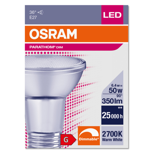 Купить OSRAM PARATHOM DIM Spot PAR20 GL 50 dim 6,4W/927 E27 4058075607675