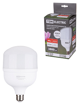 TDM Лампа светодиодная T 40 Вт, 230 В, 6500 К, E27 (120x190 мм) SQ0340-0355