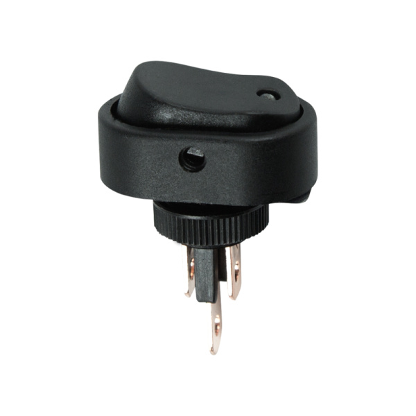 Выключатель клавишный 12V 20А (3с) ON-OFF черный ОВАЛ с синей LED подсветкой Rexant 36-2671