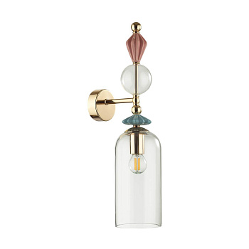 Odeon Light 4855/1WA CLASSIC ODL_EX21 золото/раноцветн./керамика/стекло Бра E14 1*40W BIZET