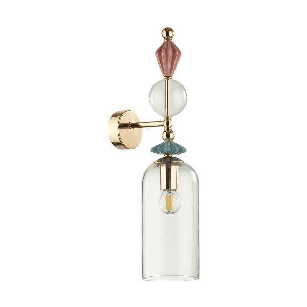 Odeon Light 4855/1WA CLASSIC ODL_EX21 золото/раноцветн./керамика/стекло Бра E14 1*40W BIZET