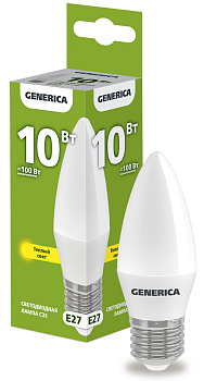 IEK GENERICA Лампа LED C35 свеча 10Вт 230В 3000К E27 LL-C35-10-230-30-E27-G