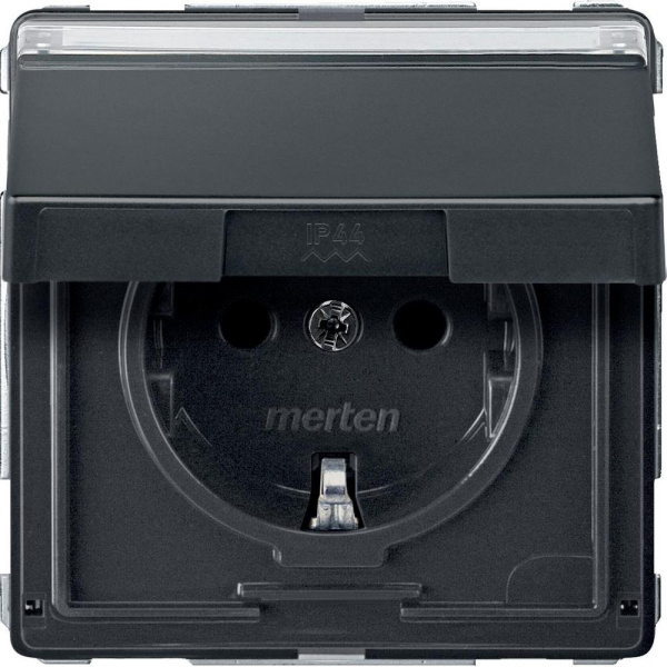 Купить SE Merten Aquadesign Антрацит Розетка Schuko с крышкой и полем для надписи (MTN2312-7214)