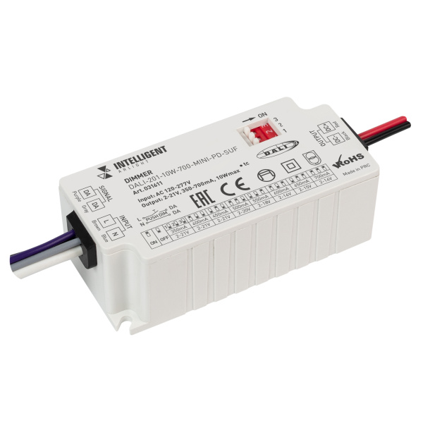 Arlight INTELLIGENT Диммер DALI-201-10W-700-MINI-PD-SUF (230V, 350-700mА) (INTELLIGENT IP20 Пластик, 5 лет) 031611