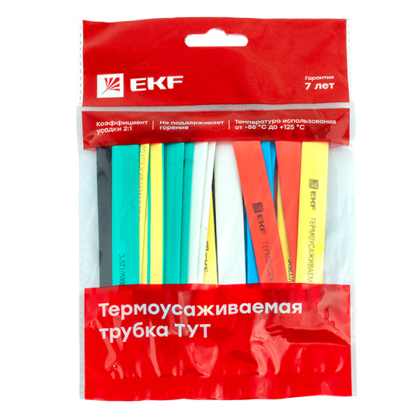 Купить EKF PROxima Термоусаживаемая трубка ТУТ нг 12/6 набор:7 цветов по 3шт. 100мм.