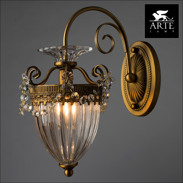 Arte Lamp Schelenberg Золото/Прозрачный Бра 40W E14 A4410AP-1SR Купить Arte Lamp Schelenberg Золото/Прозрачный Бра 40W E14 A4410AP-1SR