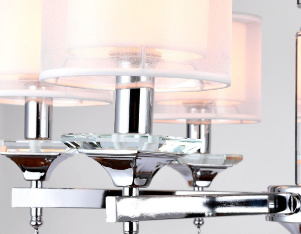 Ambrella Подвесная люстра с хрусталем TR4533/6 CH/WH хром/белый E14/6 max 40W D700*560 Купить Ambrella Подвесная люстра с хрусталем TR4533/6 CH/WH хром/белый E14/6 max 40W D700*560