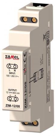 Zamel Блок питания импульсный 230VAC/12VDC 800мА IP20 на DIN рейку 1мод ZIM-12/08