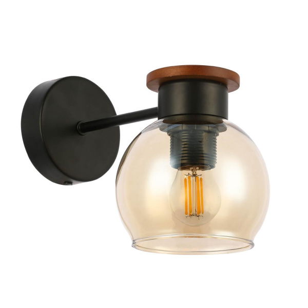 Evoluce SLE108101-01 Светильник настенный Черный, Темное дерево/Прозрачный, Янтарный E14 1*60W