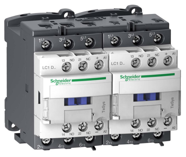 Купить SE Contactors D Telemecanique Контактор реверсивный 3Р 18A, НО+НЗ, 24V DС,2.4 ВТ LC2D18BL