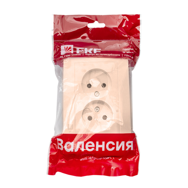 Купить EKF PROxima Валенсия розетка 2-местная б/з 10А кремовая с защ. штор.