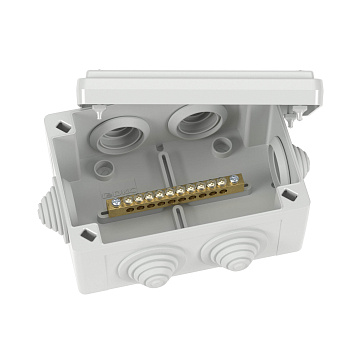 DKC Коробка уравнивания потенциалов, 10 зажимов, 6 вводов  д.25мм, 120х80х50мм, IP55