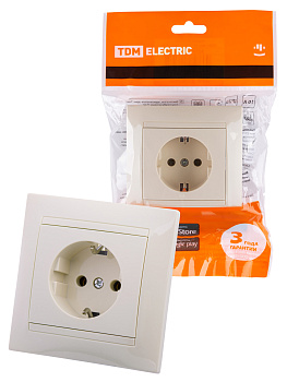 TDM Розетка 2П+З 16А 250В сл. кость "Лама" SQ1815-0123