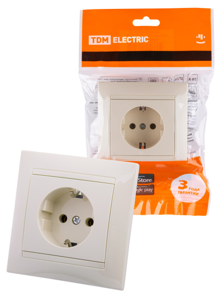 TDM Розетка 2П+З 16А 250В сл. кость "Лама" SQ1815-0123