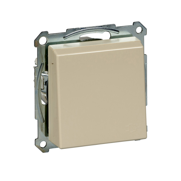 Купить SE Merten SM Беж глянец Розетка с/з с крышкой безвинт. зажим MTN2311-0344