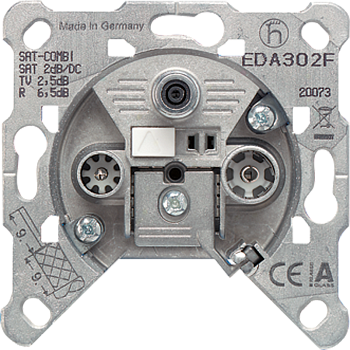 JUNG Мех Розетка 3-ая универсальная SAT/BK одиночная EDA302F