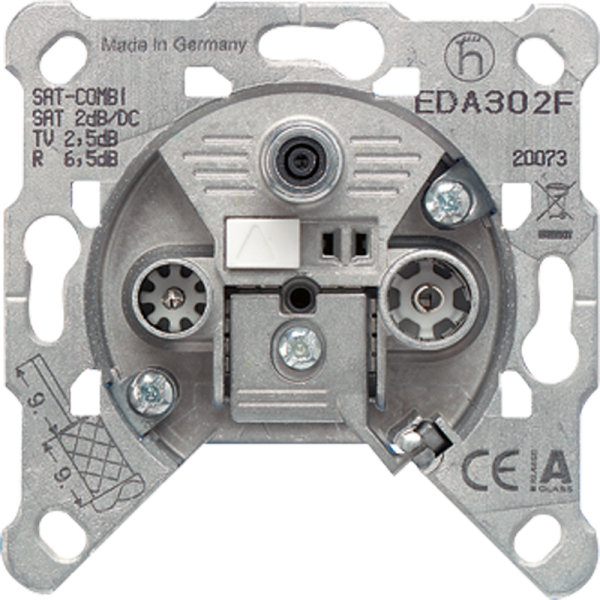 JUNG Мех Розетка 3-ая универсальная SAT/BK одиночная EDA302F