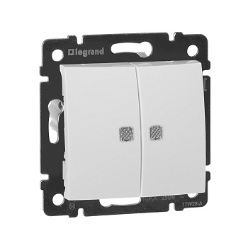 Legrand Valena Бел Выключатель 2-х клавишный с подсветкой 774428