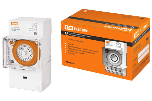 TDM Аналоговое суточное реле АР-30мин/24ч-16А-DIN (3 модуля) SQ1503-0006