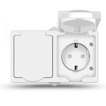UNIVersal "Аллегро" Розетка Бел + роз. Блок.с/з, з/ш, IP-54, с крышкой 5562951