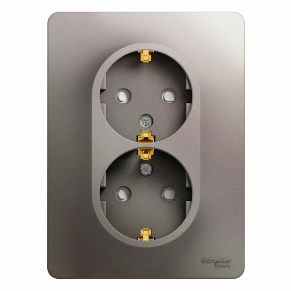 Systeme Electric Glossa Платина Розетка 2-ая с/з со шторками (в сборе)