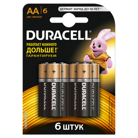 Duracell 81545408 Алкалиновая батарейка типа AA / LR6 / MN 1500" LR6-6BL BASIC Б0014859